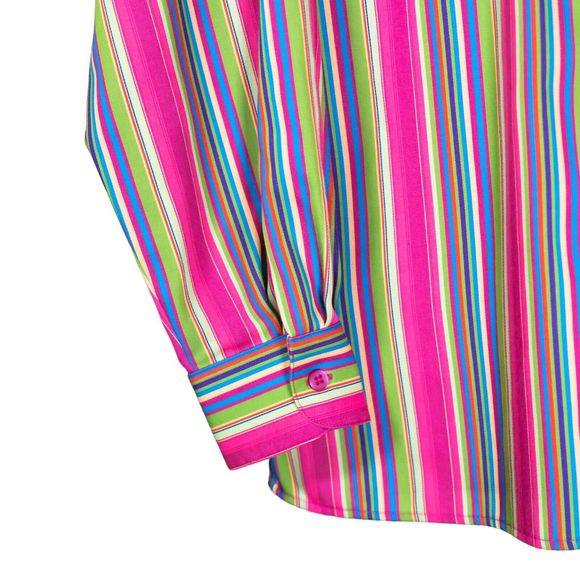 Foxcroft Women's Shirt Button Up Striped Wrinkle Free Colorful Blouse Top Size 8 - Picture 8 of 8